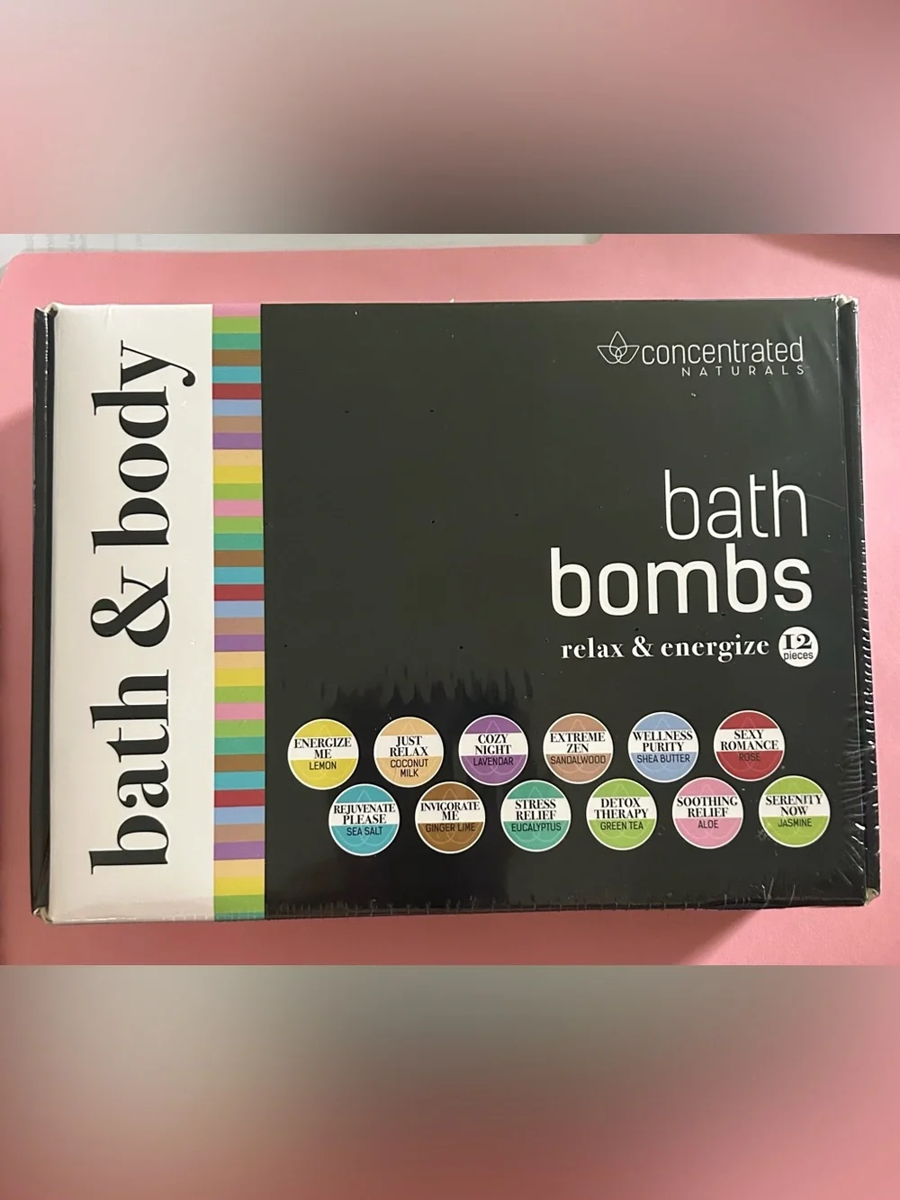 Concentrated Naturals brand for bath & body 12 Bath bombs to relax and energize